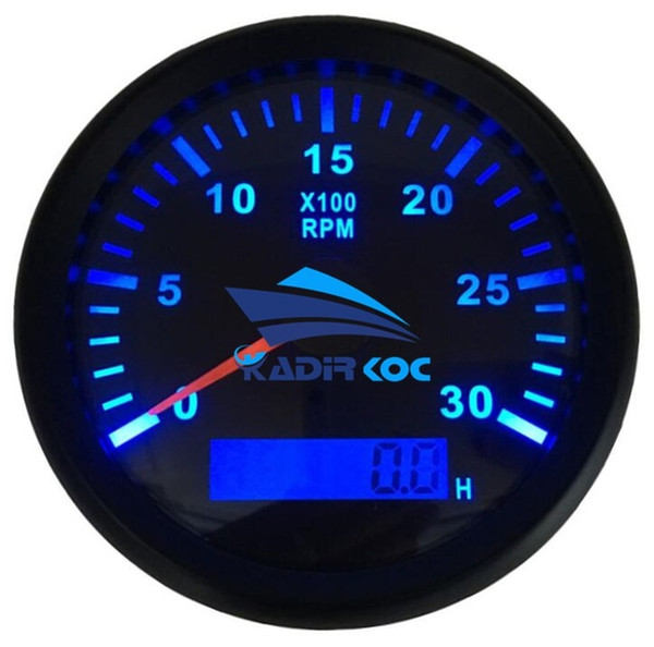 Pack of 1 Blue Backlight Marine 85mm Tachometer Gauges 0-3000RPM Rev Counter Instrument 9-32vdc with Hour Meter for Car Truck