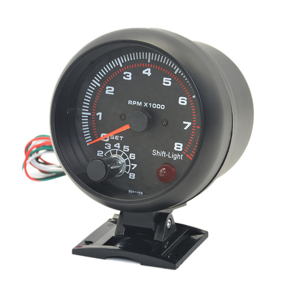 Dragon Gauge 3.75 inch(95mm) Auto Car White blacklight Tachometer gauge 0-8000 rpm For 4.6.8 cylinder warning function