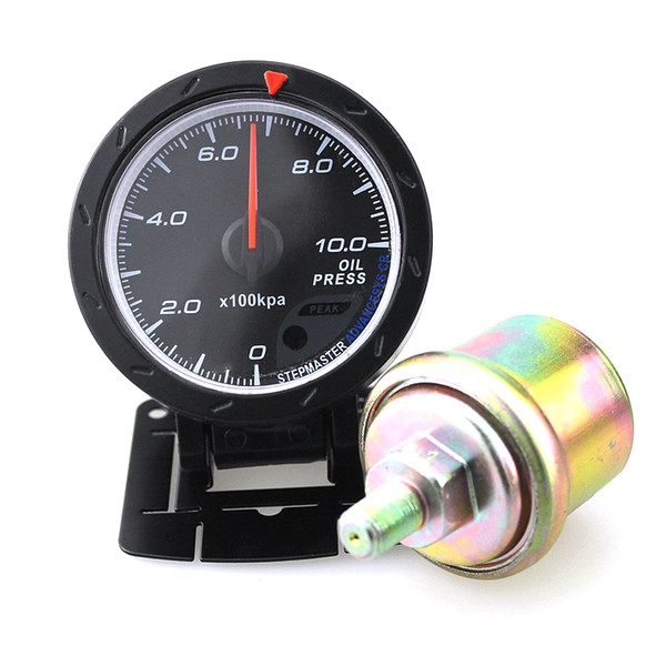 Universal 2.5Inch 60mm 12V Non Smoke Oil Pressure Car Gauge Meter Black Shell with Red & White Lighting AGA_400