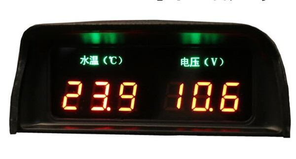 High quality high definition 2 in 1 7.5inch LCD digital car voltmeter gauge+ water thermometer gauge with sensor(fit for many car)