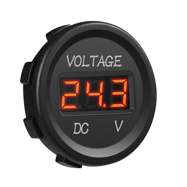 DC 12V LED Digital Display Voltmeter Waterproof for Boat Marine Vehicle Motorcycle Truck ATV UTV Car Camper Caravan Round Panel