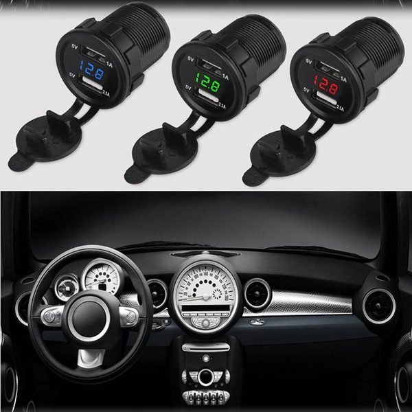 2.1A 12V Waterproof Dual USB Car Charger Voltmeter Socket Voltage Voltmeter Adapter Panel With Voltage Boat Motorcycle