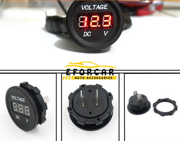 Auto Mtrocycle Gauge Volt Meters DC 12V-24V Motorcycle LED Digital Display Voltmeter Voltage Meter Round Panel