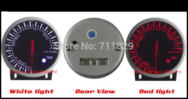 Free Shipping HQ 60mm For De** BF Gauge Car Meter Air/Fuel Ratio Meter Red and White Light