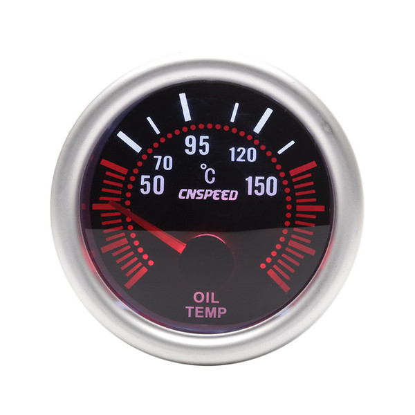 52mm Universal Car LED Bar Turbo Oil Temperature Gauge Meter Red Illuminated Needle Gray Tint Lens