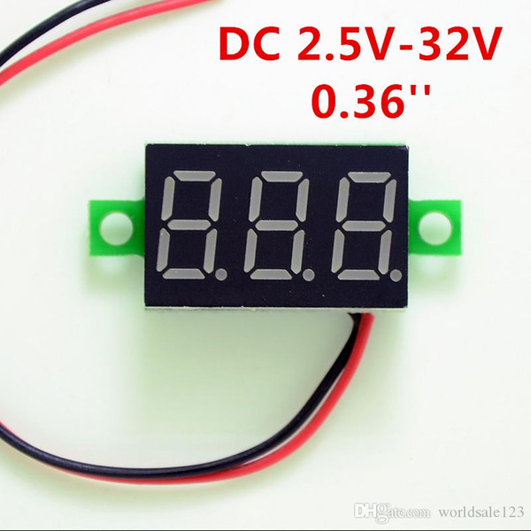 Mini DC 2.5V-30V 2-Wire 0.36in LED Digital Display Panel Battery Voltmeter Battery Voltage Meter for Auto Car Motorcycle Battery