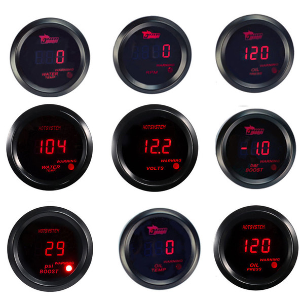 Universal 52mm Boost Gauge/Water Temp/Oil Temp/Oil Press/Voltage/Tachometer Gauge Digital Red led Black Case