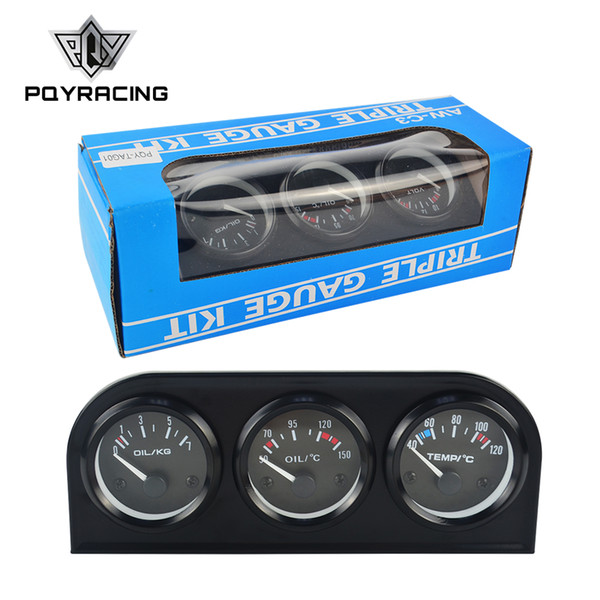 52mm Triple kit Oil Temp Gauge + Water Temp Gauge + Oil Pressure Gauge or Volt meter with Sensor 3in1 Car Meter PQY-TAG01/02/03