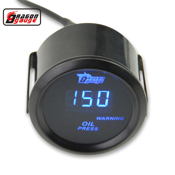 Dragon gauge Universal 52MM Blue LED Digital Oil Pressure Gauge Car Racing modified Gauge With Sensor 0-150 PSI