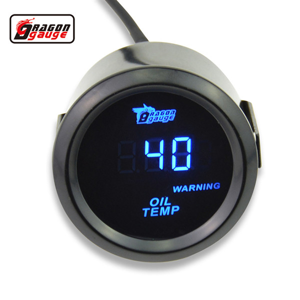 Dragon gauge 52mm Sunglassesl blue Light Digital Auto Car Oil temperature gauge Meter Warninr 100C Modified