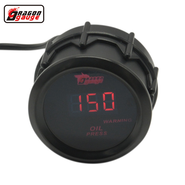 Dragon gauge 52MM Universal Red LED Backlight Digital Car Oil Pressure Gauge Meter With Sensor 1/8 NPT