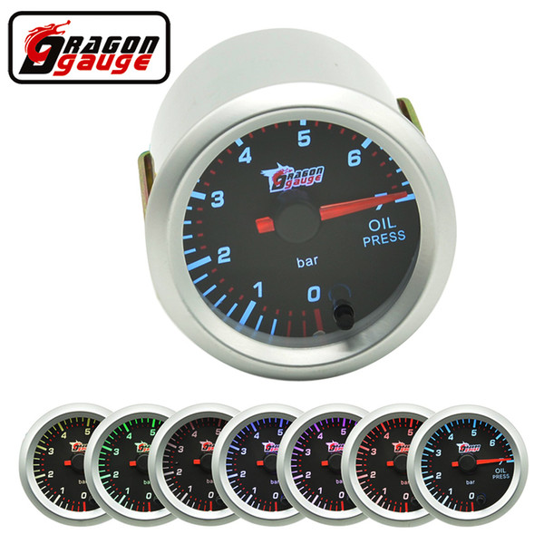 Dragon gauge 52mm Stepper motor oil pressure gauge instrument pointer type instrument 7 colour LED backlight