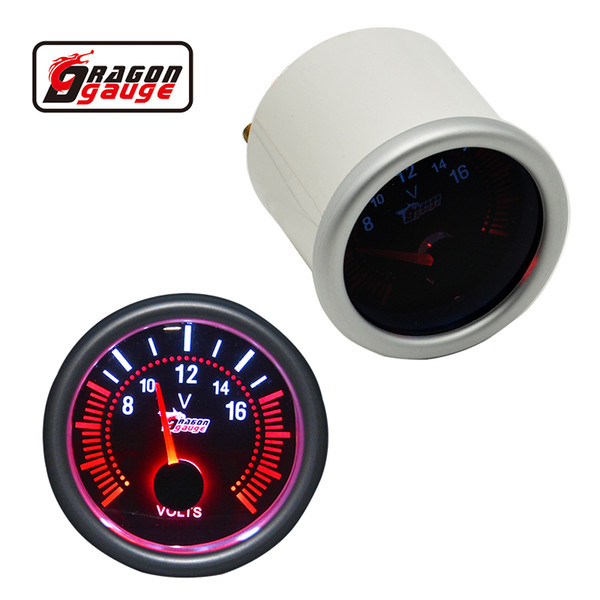 Dragon gauge Car 52mm Pointer White backlight Auto Motor Voltage Meter Volts Gauge unit 8-16 V