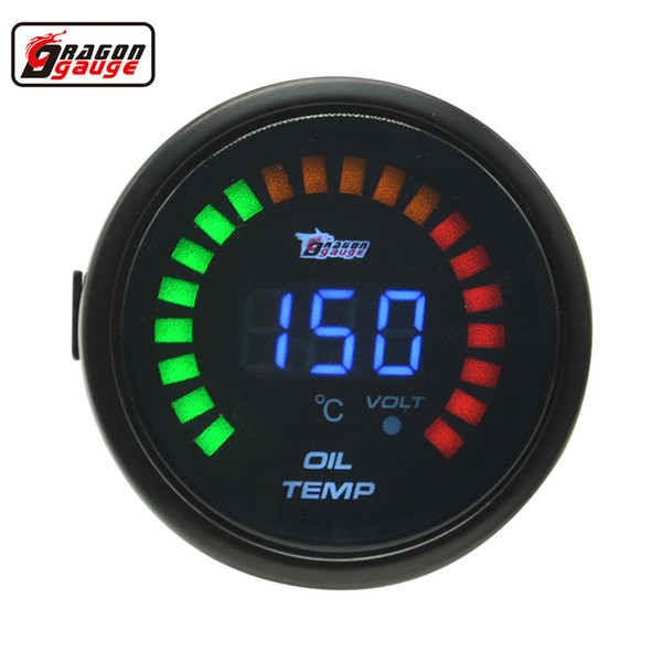 Dragon gauge 52mm Black Shell LCD Digital Car Oil Temp Gauge 20-150 Celsius Volt Gauge and Temperature Meter