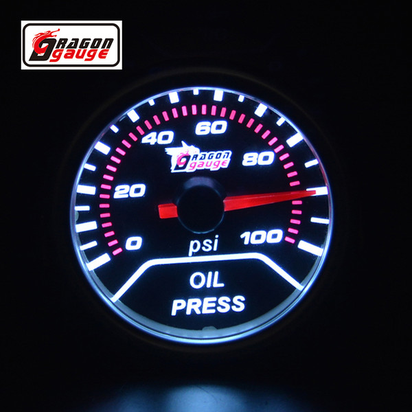 Universal 52mm Smoke White Led backlight Racing Refit meter Car Accessories Analog Scale Oil pressure gauge Car gauge