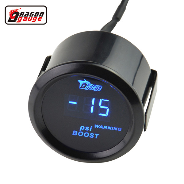 Dragon gauge 52mm Digital Turbo Boost Gauge Meter with Sensor Unit -15~30 PSI Blue light And Red Warning Light