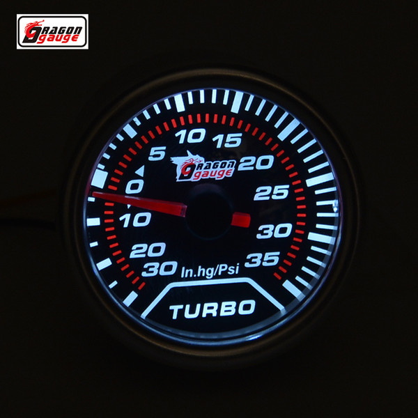 Dragon gauge 52mm White backlight Auto Turbo Boost Gauge Vacuum Meter Pressure Gauge meter