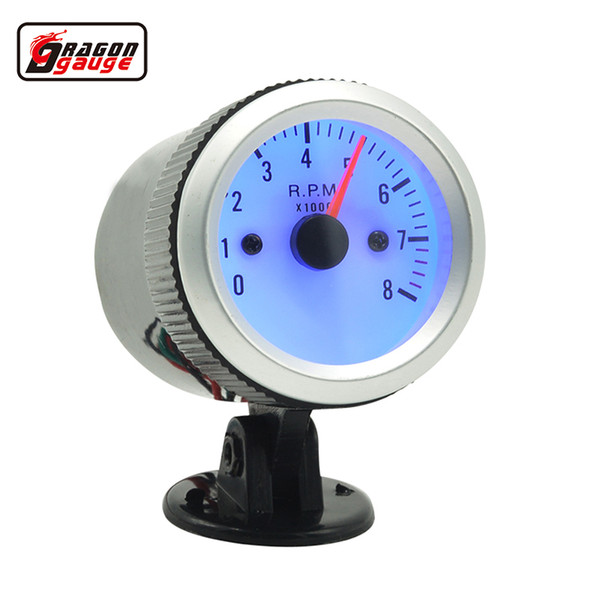 Dragon gauge 52mm Auto Car Tachometer Counter Gauge Meter Indicator Blue LED backlight 0-8000 RPM + pods