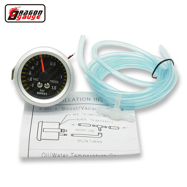 Dragon Gauge 52mm carbon Tattoos Auto Car Turbin turbo boost gauge pointer meterr -1~0 VAC 0-1.5 bar press