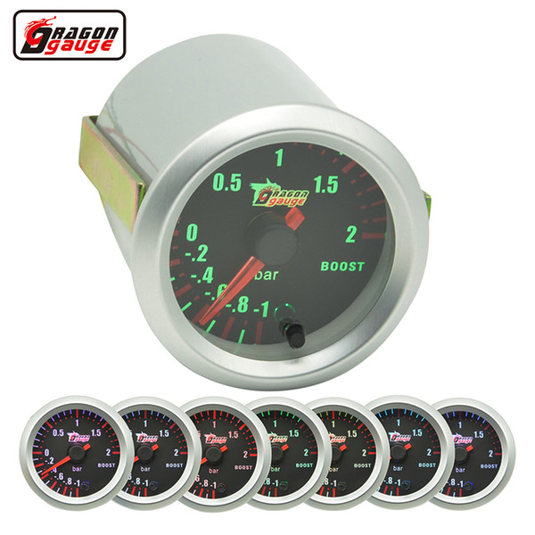 Dragon gauge 52mm Stepping moto Auto Car Turbine pressure 7 Color Blacklight Auto Boost gauge Turbo Meter -1~2 Bar