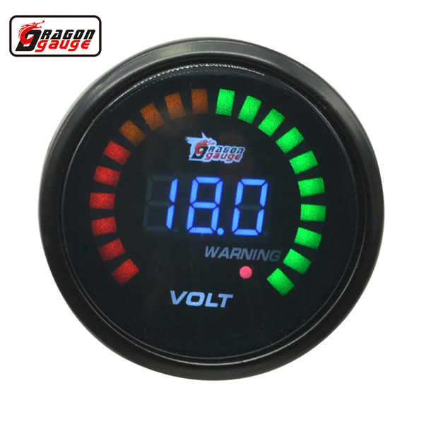 Dragon Gauge 52 mm Car And Motorcycle Sunglasses Black Shell Digital color 20 LED Voltmeter Volt Gauge Meter