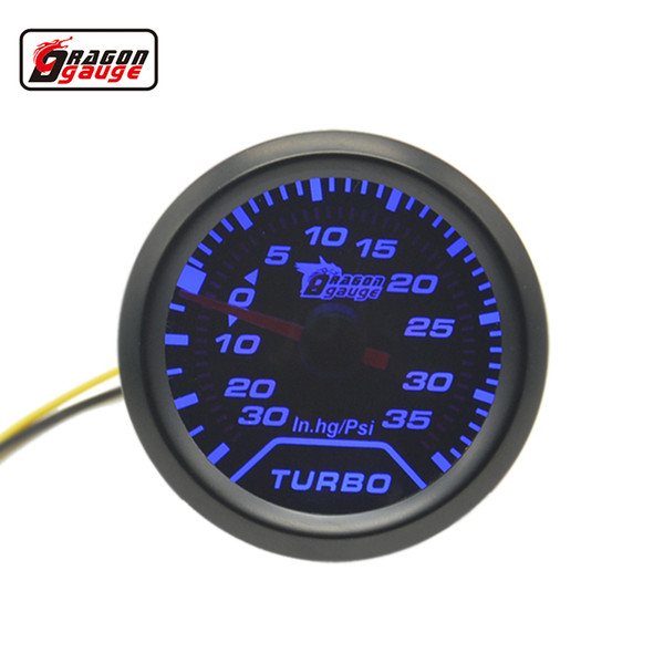 Dragon gauge Unuversal 2 Inch Sunglasses Black shell Blue light Auto Car Turbine Turbo Vacuum in.hg Boost Gauge