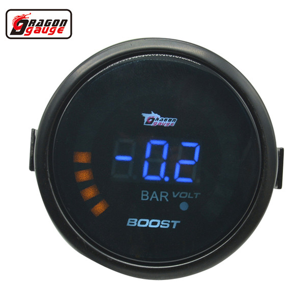 Dragon Gauge 52mm Black shell Auto Car Turbine Turbo Digital Boost gauge -1~ 3.0 Bar and Voltage Meter gauge