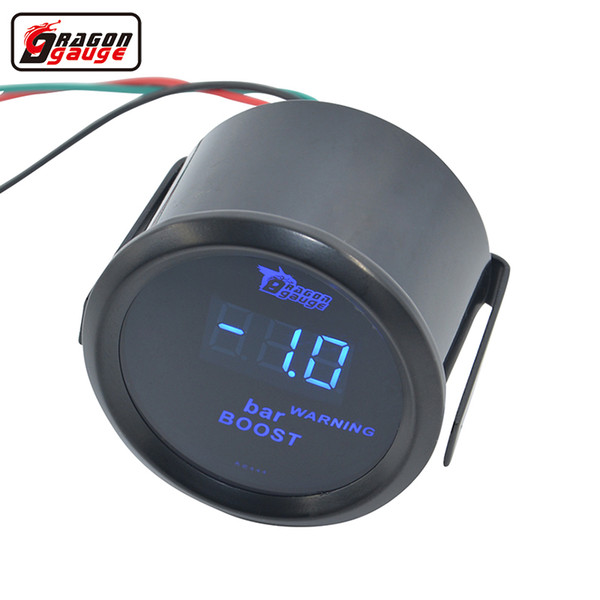 Dragon gauge 2 inch (52mm) Digital Turbo Boost Gauge Meter Unit -1~2 bar Blue backlight And for Warning Light