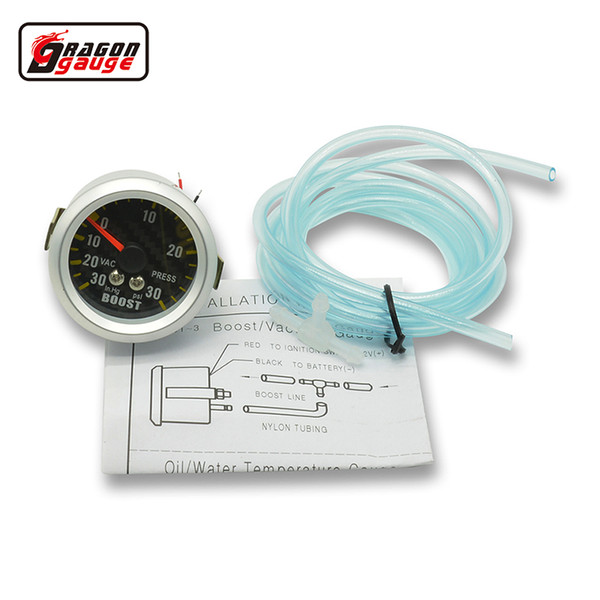 Dragon gauge 52mm carbon Tattoos Auto Car Turbin turbo boost gauge pointer meterr -30-30 Inch Vac press gauge