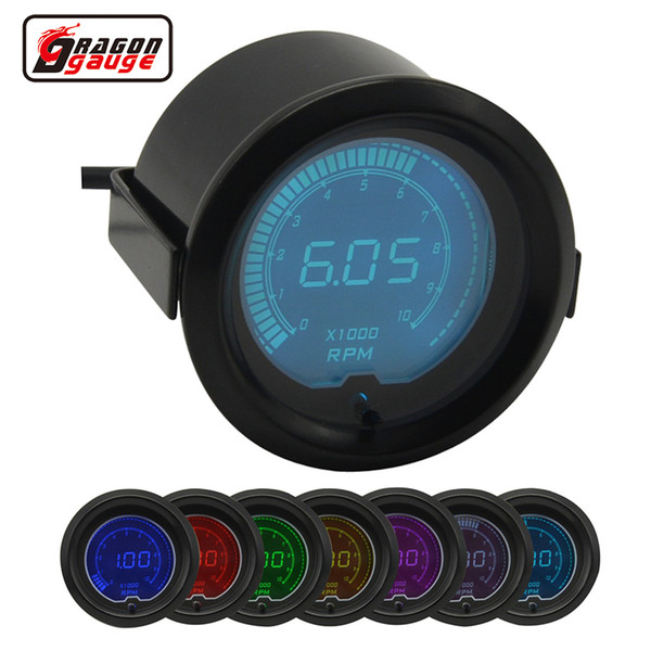 Dragon gauge 52mm 7 Color Backlight LCD Digital Auto Car Tachometer Meter 0-10000 RPM Gauge