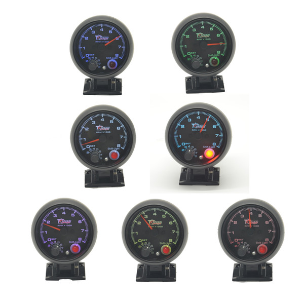 3.75 inch pointer tachometer Meter 7 Color Backlight With warning function RPM Gauge