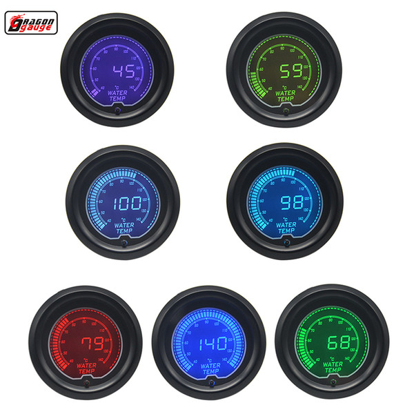 Dragon gauge 52mm 7Color backlight LCD digital Water temp gauge 40-140 Celsius temperature Equipped for sensor