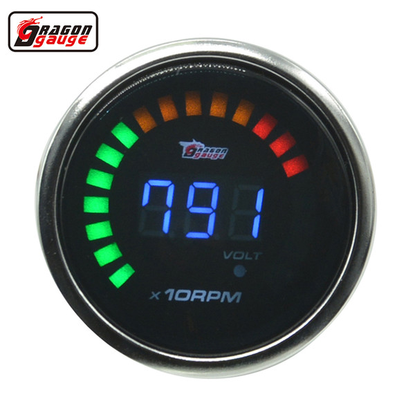 Dragon gauge 52mm(2 Inch) White Shell Auto Car Digital Smoked RPM Tacho Tachometer Gauge and volt gauge Meter