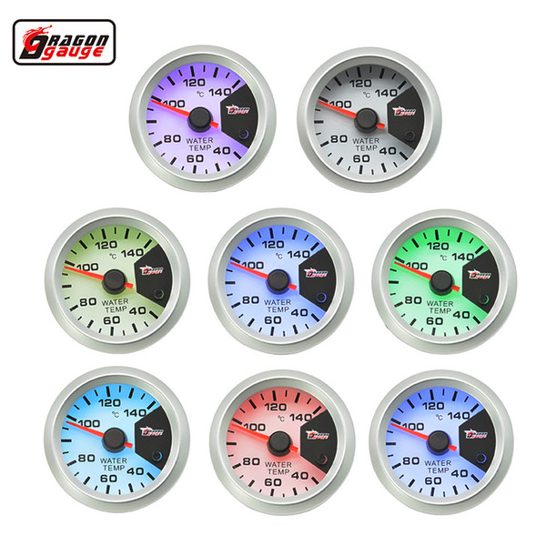 Dragon gauge 2 inch White Shell Auto Car water temp gauge Celsius automotive temperature gauge 7 color Backlight