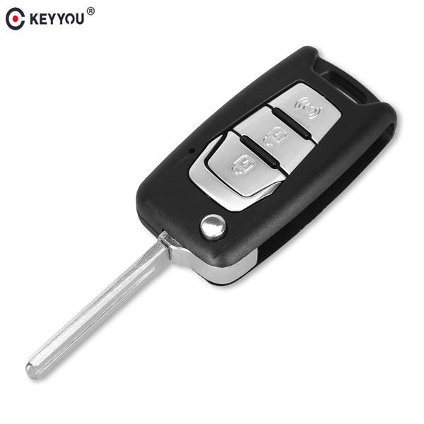 Ignition System Car Key KEYYOU New Arrival Flip Folding Remote Car Key Shell Case Fob 3 Buttons For SsangYong Korando New Actyon