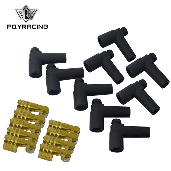 PQY- 9 pcs / set Universal Hei Style Distributor End Spark Plug Wire Rubber Boots & Stainless Steel Ends PQY-SSC02