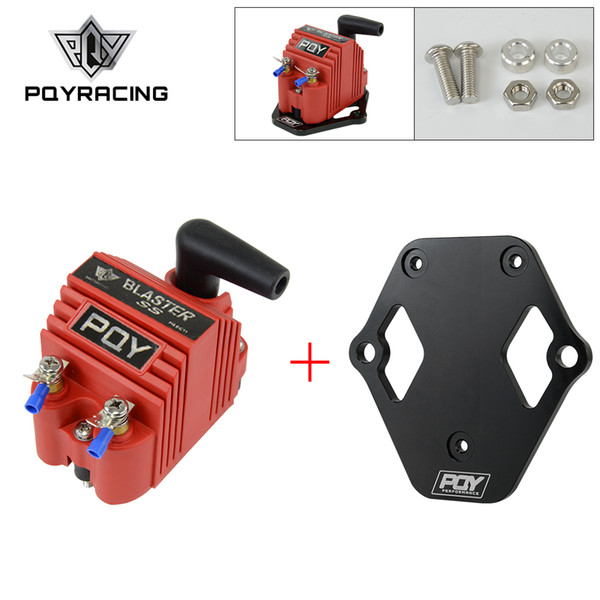 PQY - Universal Blaster Ss 12V High Output External Male E-Core Ignition Coil With Kits Adaptor + Bracket Mount Kit