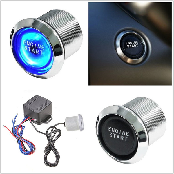 Car styling Auto Keyless Engine Ignition blue LED Light Button Starter Power Switch Push Start Universal