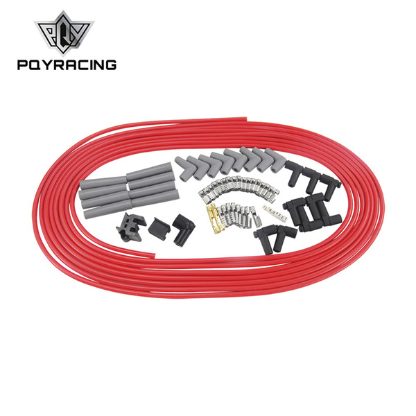 PQY - 10m / set Spark Plug Wires Spiral Core 8.5mm Red For Chrysler Hemi Pro Stock For Ford Dodge Set PQY-SSC01