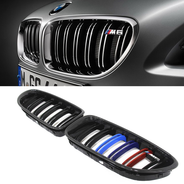 Carbon Fiber and ABS Three colors M look Finish style Dual Slat Front Grille For BMW 6 Series F06 F12 F13 2012 2013 2014 2015