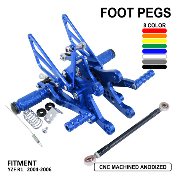 Adjustable Motorcycle Billet Foot Pegs Pedals Rest For Yamaha YZF R1 YZF-R1 2004 2005 2006