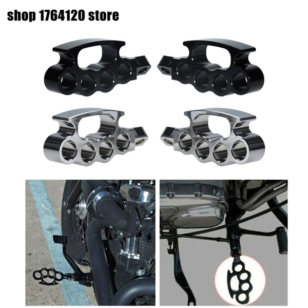 Motorcycle Flying Knuckle Footrests Control Black/Chrome Footpegs Foot Pegs Custom Pedal For Dyna Fat Bob FXDF Sportster