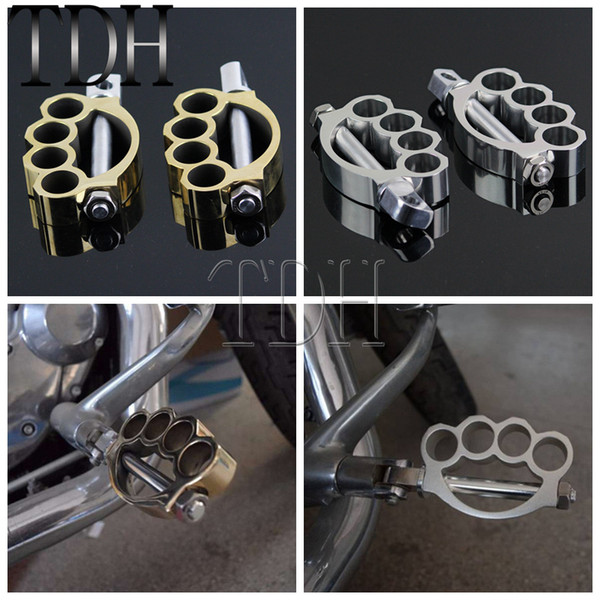 1 Pair Motorcycle Chrome Knuckle Footpeg Footrest Biker Male Mount Foot Peg For Cafe Racer Chopper