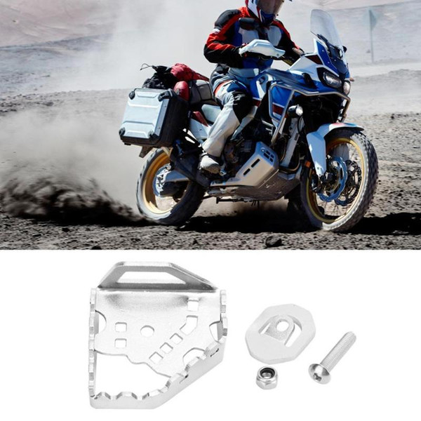 Rear Brake Pedal Lever Step Tips Plate Tip Enlarge For CRF1000L Africa Twin Adventure Sports (Silver)