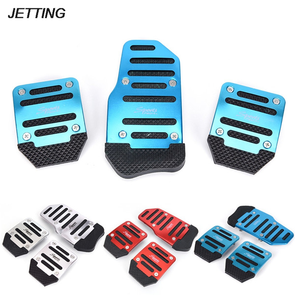 3Pcs Aluminium Alloy Foot Treadle Cover Pad Car Auto Vehicle Non-slip Pedal Blue Car Accessories 20*17cm