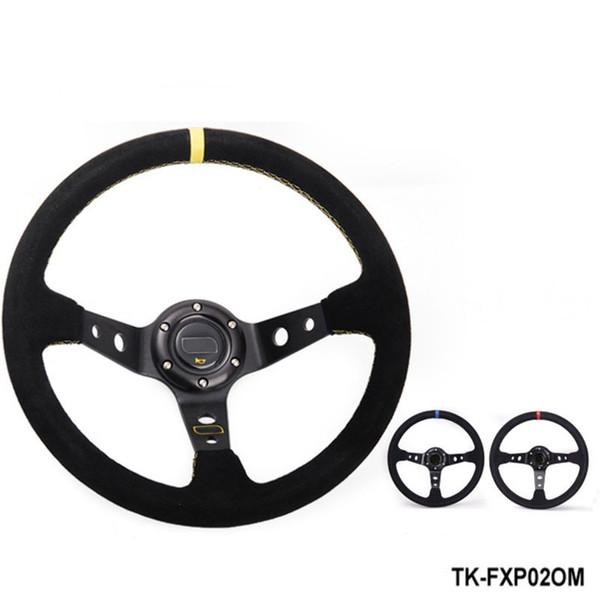 Tansky - 350mm Universal Car Auto Racing Steering Wheel Leather Aluminum Frame 14