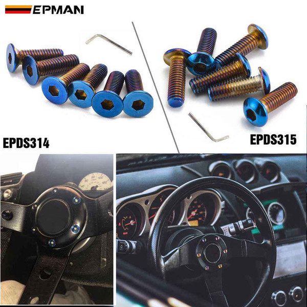 Epman 6Pcs Burnt Titanium (Neochrome) m5x20 Steering Wheel Bolt Screw Kit Fit steering wheel Works Bell Boss Kit EPDS314 EPDS315