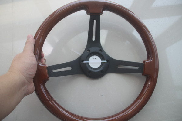 universal 350mm 35cm 14inch chrome spoke Wood Phoebe steering wheel racing car steering wheel three racing Phoebe black color