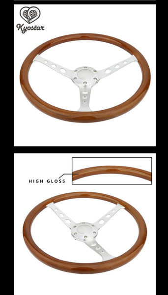 15 inch Accessories Wooden steering Wheels For Cars Wood Steering Wheel For Classic Cars 3-hole With Chrome Spoke