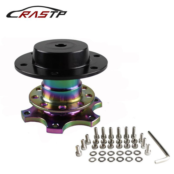 RASTP - NEW High Quality Universal Steering Wheel Quick Release Boss Kit Racing Car Steering Wheel Have In Stock Neo Chrome RS-QR001